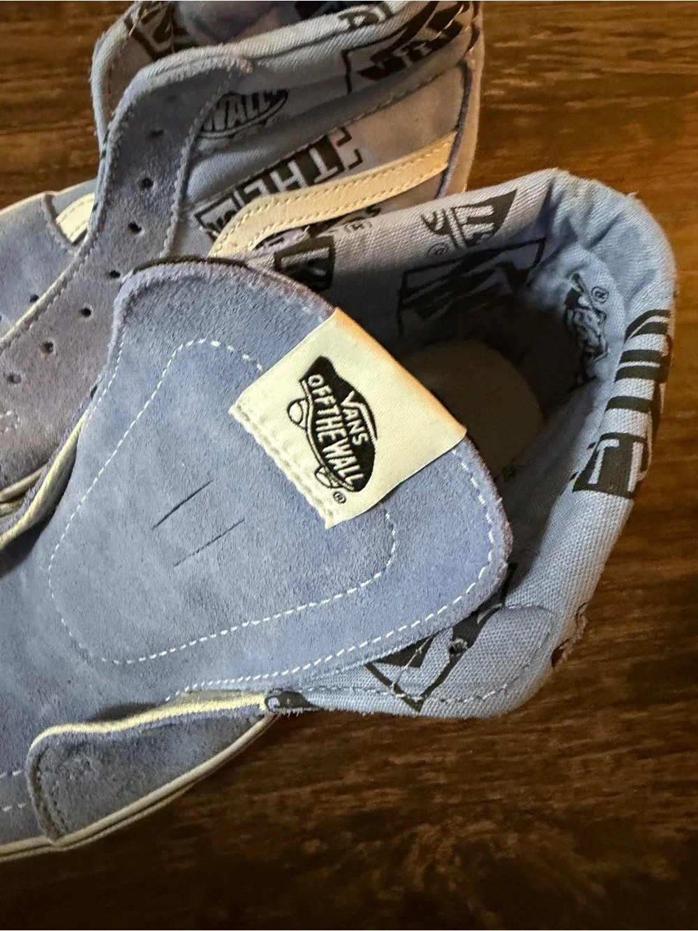 Vans Kids Slip-On Sneakers in Light Blue with Graphic Lining